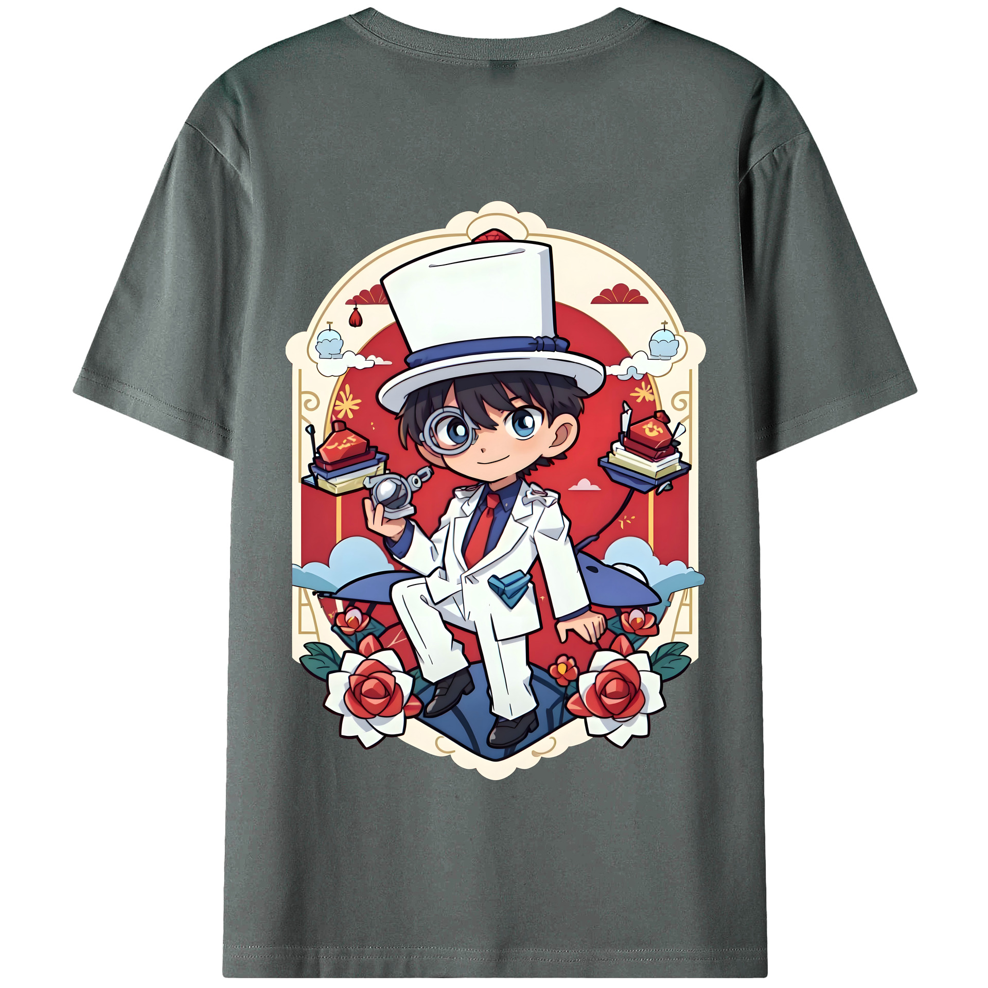 （画像用） 名探偵コナン くろば かいと Detective Conan Kuroba Kaito 綿100％半袖Tシャツ（背面プリント）